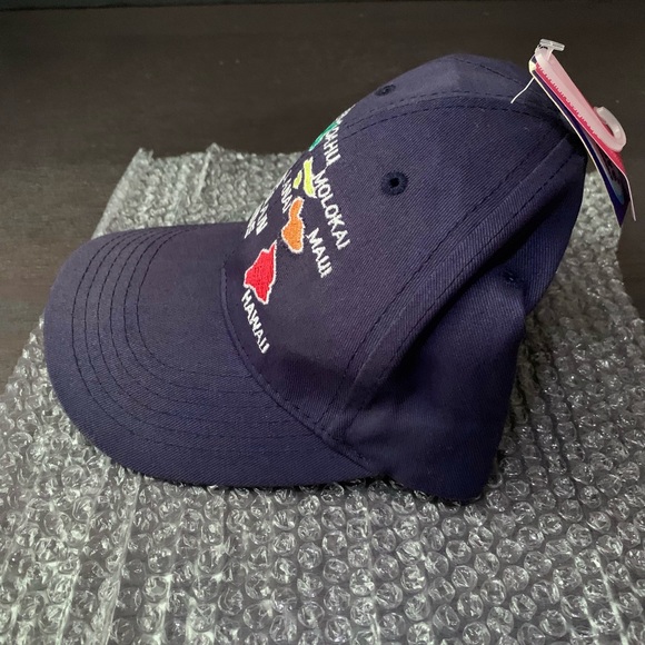 Vintage Hawaiian Islands Navy Hat Cap Adjustable StrapBack One Size New Navy - Picture 2 of 5